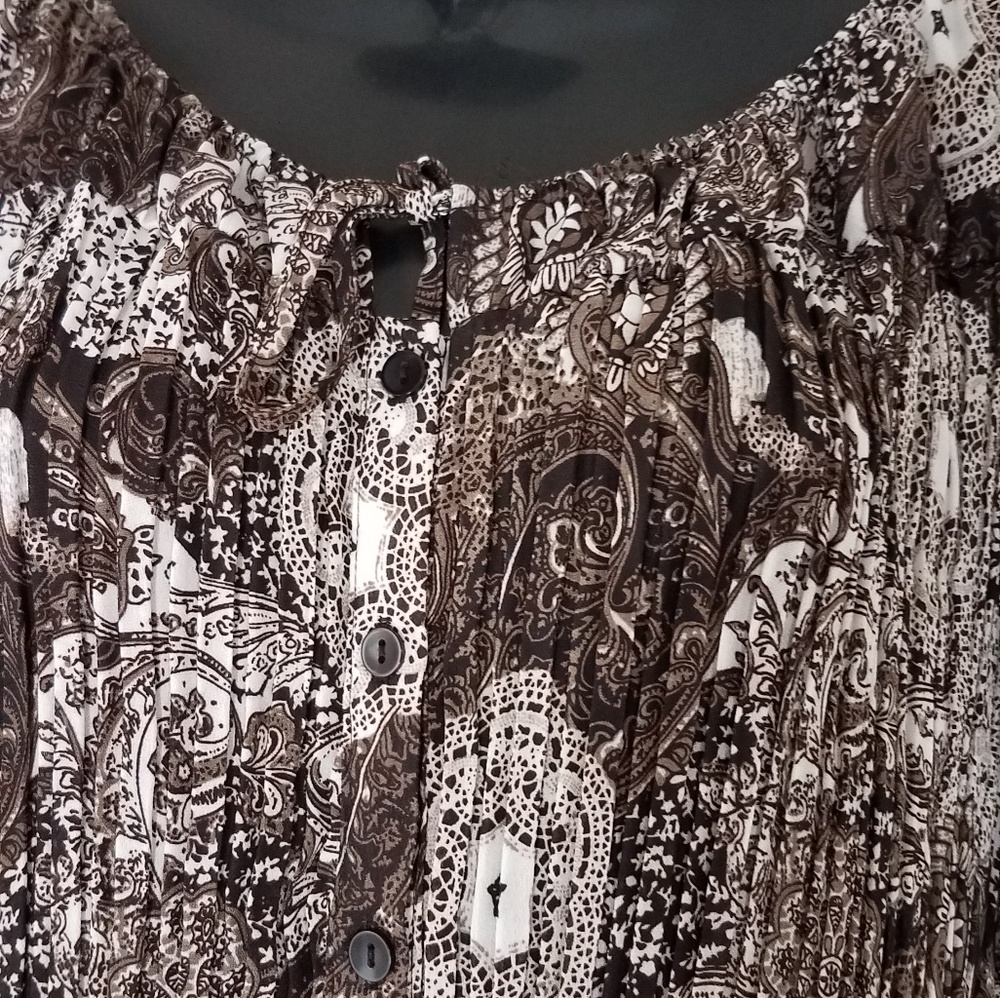 Wood and ivory Bohemian style blouse